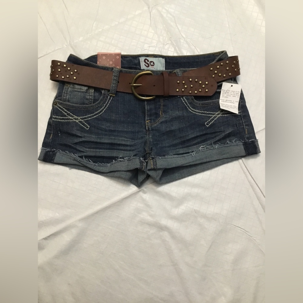 SO Brown Studded Leather Belt with Antique Brass Buckle